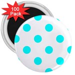 Polka Dots - Aqua Cyan on White 3  Magnet (100 pack)