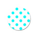 Polka Dots - Aqua Cyan on White Magnet 3  (Round)