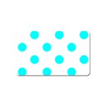 Polka Dots - Aqua Cyan on White Magnet (Name Card)