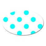 Polka Dots - Aqua Cyan on White Magnet (Oval)