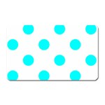 Polka Dots - Aqua Cyan on White Magnet (Rectangular)