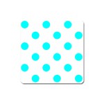 Polka Dots - Aqua Cyan on White Magnet (Square)