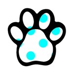 Polka Dots - Aqua Cyan on White Magnet (Paw Print)