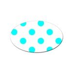 Polka Dots - Aqua Cyan on White Sticker Oval (10 pack)