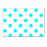 Polka Dots - Aqua Cyan on White Postcard 5  x 7 