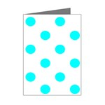 Polka Dots - Aqua Cyan on White Mini Greeting Card