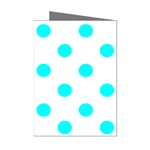 Polka Dots - Aqua Cyan on White Mini Greeting Cards (Pkg of 8)