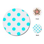 Polka Dots - Aqua Cyan on White Playing Cards (Round)