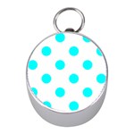 Polka Dots - Aqua Cyan on White Silver Compass (Mini)