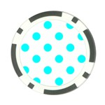 Polka Dots - Aqua Cyan on White Poker Chip Card Guard