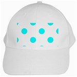 Polka Dots - Aqua Cyan on White White Cap