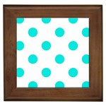 Polka Dots - Bright Turquoise on White Framed Tile