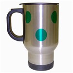 Polka Dots - Bright Turquoise on White Travel Mug (Silver Gray)