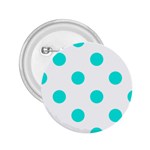 Polka Dots - Bright Turquoise on White 2.25  Button