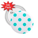 Polka Dots - Bright Turquoise on White 2.25  Button (100 pack)