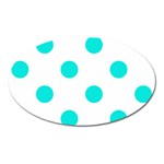 Polka Dots - Bright Turquoise on White Magnet (Oval)