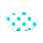 Polka Dots - Bright Turquoise on White Sticker (Oval)