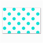 Polka Dots - Bright Turquoise on White Postcard 4 x 6  (Pkg of 10)