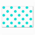 Polka Dots - Bright Turquoise on White Postcards 5  x 7  (Pkg of 10)