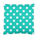 Polka Dots - White on Turquoise Standard Cushion Case (One Side)