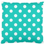 Polka Dots - White on Turquoise Large Cushion Case (Two Sides)