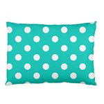 Polka Dots - White on Turquoise Pillow Case (One Side)