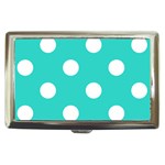 Polka Dots - White on Turquoise Cigarette Money Case