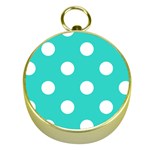 Polka Dots - White on Turquoise Gold Compass