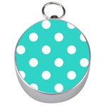 Polka Dots - White on Turquoise Silver Compass