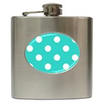 Polka Dots - White on Turquoise Hip Flask (6 oz)