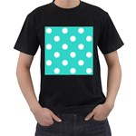 Polka Dots - White on Turquoise Men s T-Shirt (Black)