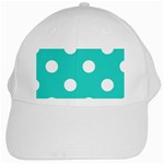 Polka Dots - White on Turquoise White Cap