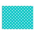 Polka Dots - White on Cyan Double Sided Flano Blanket (Mini)