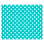 Polka Dots - White on Cyan Double Sided Flano Blanket (Small)