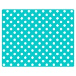 Polka Dots - White on Cyan Double Sided Flano Blanket (Medium)