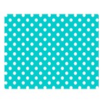 Polka Dots - White on Cyan Double Sided Flano Blanket (Large)