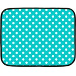 Polka Dots - White on Cyan Fleece Blanket (Mini)