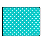 Polka Dots - White on Cyan Fleece Blanket (Small) (One Side)