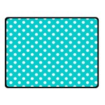 Polka Dots - White on Cyan Double Sided Fleece Blanket (Small) (Two Sides)