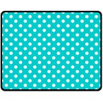 Polka Dots - White on Cyan Double Sided Fleece Blanket (Medium) (Two Sides)