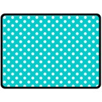 Polka Dots - White on Cyan Double Sided Fleece Blanket (Large) (Two Sides)