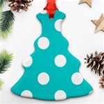 Polka Dots - White on Cyan Ornament (Christmas Tree)