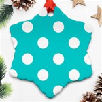 Polka Dots - White on Cyan Ornament (Snowflake)