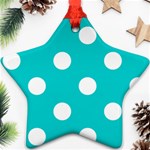 Polka Dots - White on Cyan Ornament (Star)