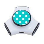 Polka Dots - White on Cyan Portable USB Hub (One Side)