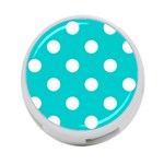 Polka Dots - White on Cyan 4-Port USB Hub (One Side)