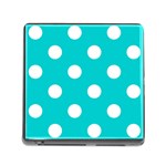 Polka Dots - White on Cyan Memory Card Reader (Square)