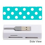 Polka Dots - White on Cyan Memory Card Reader (Stick)