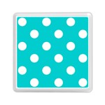 Polka Dots - White on Cyan Memory Card Reader with Storage (Square)