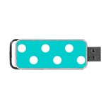 Polka Dots - White on Cyan Portable USB Flash (One Side)